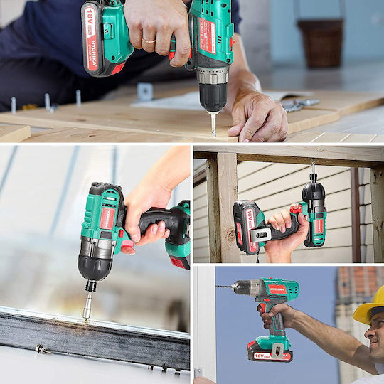 Set Bohrschrauber & Schraubenzieher 18V mit 2 Batterien 2Ah und Hülle