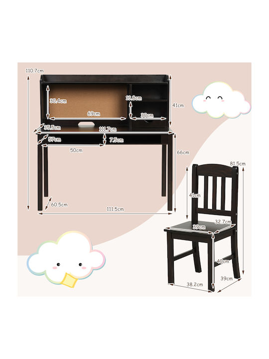 Kinderschreibtisch aus Melamin Braun 111.5x61x110.5cm