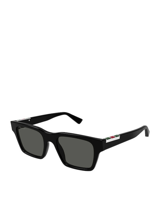 Gucci Unisex Sunglasses With Black Horn-Rimmed Frame And Grey Lens