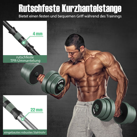 Costway Dumbbell Set with Bar Total Weight 20kg with Stand