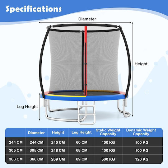 Costway Trampolină pentru copii Diametru 305cm cu Scară & Net