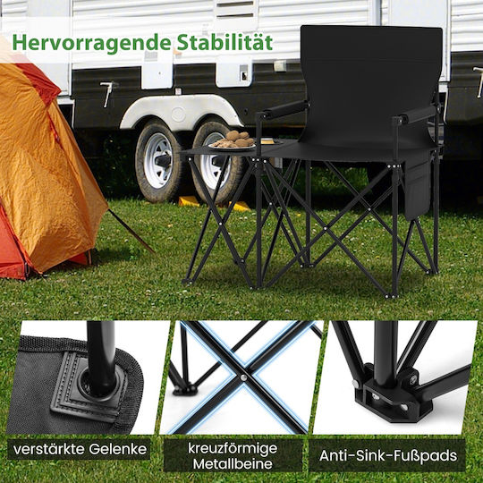 Costway Tabelul Metalic pentru Camping Pliabil Negru