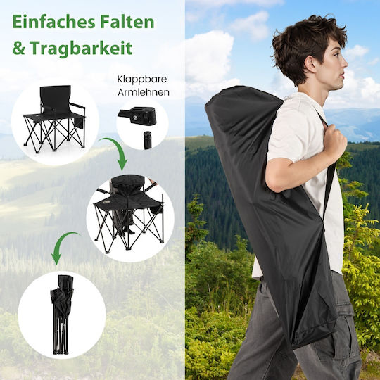 Costway Tabelul Metalic pentru Camping Pliabil Negru