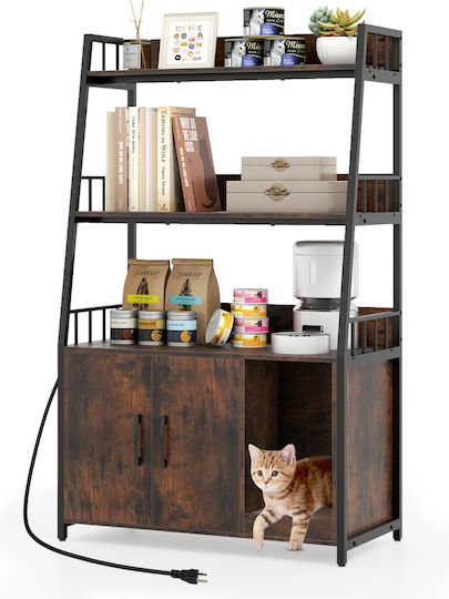 Costway Katzenbett Eingebaute Bibliothek Ladestation 3 Ebenen 80 x 40 x 132cm Braune Pv10321de-cf