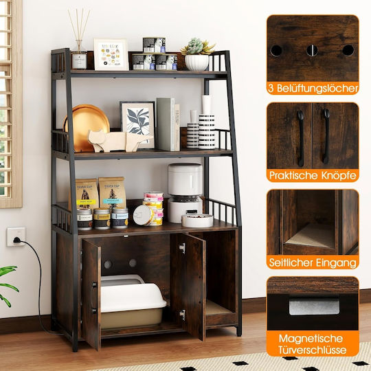 Costway Katzenbett Eingebaute Bibliothek Ladestation 3 Ebenen 80 x 40 x 132cm Braune Pv10321de-cf