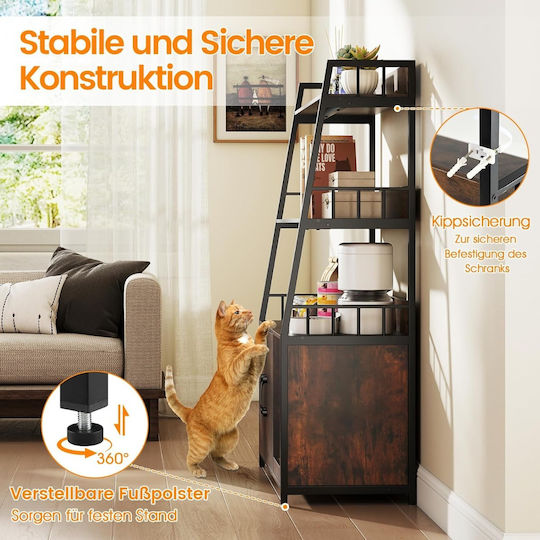 Costway Katzenbett Eingebaute Bibliothek Ladestation 3 Ebenen 80 x 40 x 132cm Braune Pv10321de-cf
