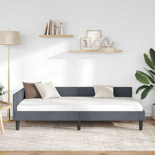 Κρεβάτι Μονό για Στρώμα 90x190cm Σκούρο Γκρι Κρεβάτι Μονό για Στρώμα 90x190cm Σκούρο Γκρι