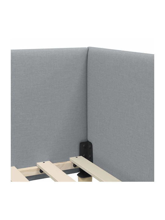 Single Bed Upholstered with Light Grey Fabric with Slats for Mattress 80x200cm