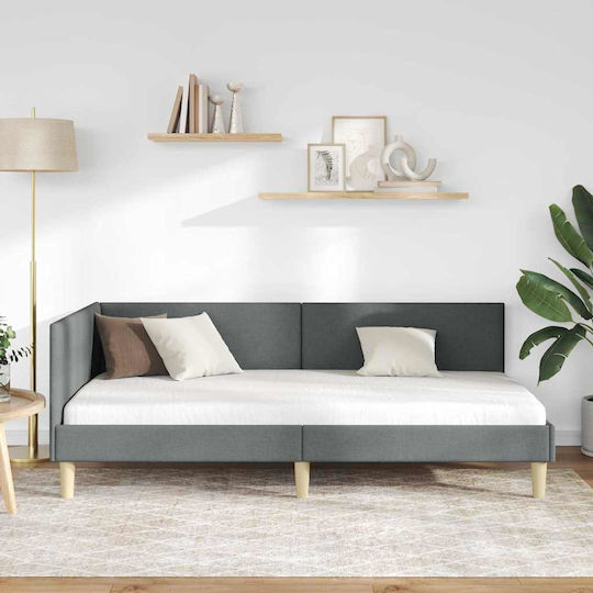 Einzelschlafbett Mit Stoff Dunkelgrau Mit Lattenrost Für Matratze 90x200cm