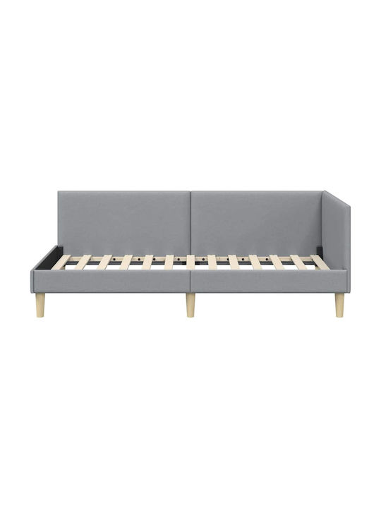 Single Bed Upholstered with Light Grey Fabric with Slats for Mattress 80x200cm