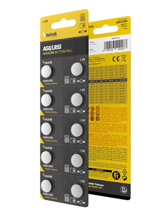 Technik Αλκαλικές Μπαταρίες Ρολογιών LR55 / SR1120W 1.5V 10τμχ