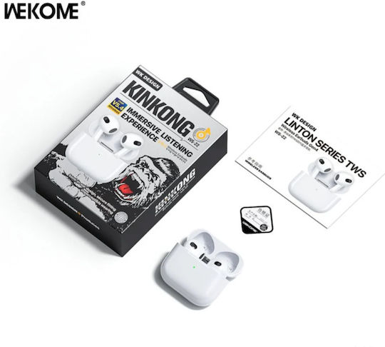 WK WS-22 Earbud Bluetooth Handsfree Earphones with Charging Case White