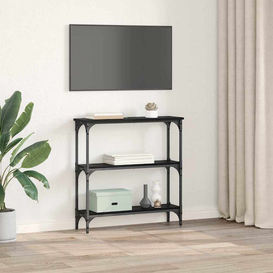 Metal Console Table Black Oak L75xW22.5xH75cm