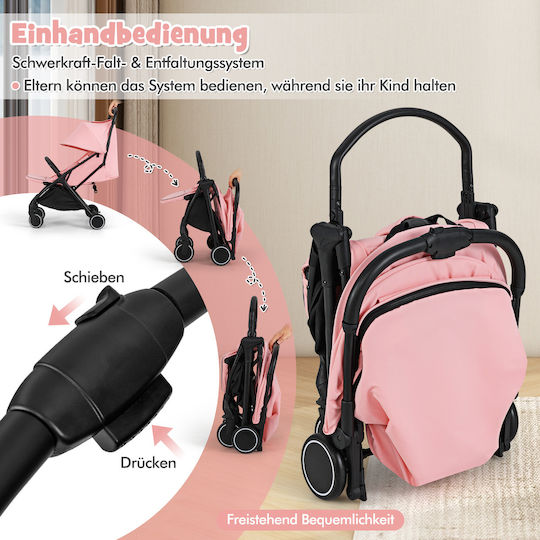 Costway Baby Stroller Suitable for Newborn Pink 6.6kg