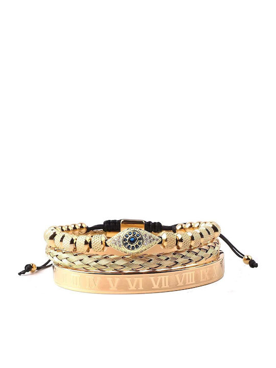 Legend Accessories Women's Bracelet Set with design Eye made of Steel Gold Plated with Zircon