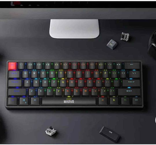 Marvo Saber 61 KG933G Gaming Μηχανικό Πληκτρολόγιο με Jixian Red διακόπτες και RGB φωτισμό (Αγγλικό US) Λευκό