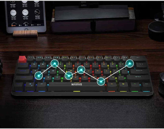 Marvo Saber 61 KG933G Gaming Μηχανικό Πληκτρολόγιο με Jixian Red διακόπτες και RGB φωτισμό (Αγγλικό US) Λευκό