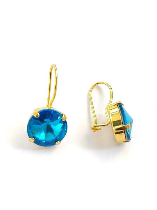 Loua Jewels Σκουλαρίκια Κρεμαστά Επιχρυσωμένα με Πέτρες Γαλάζια