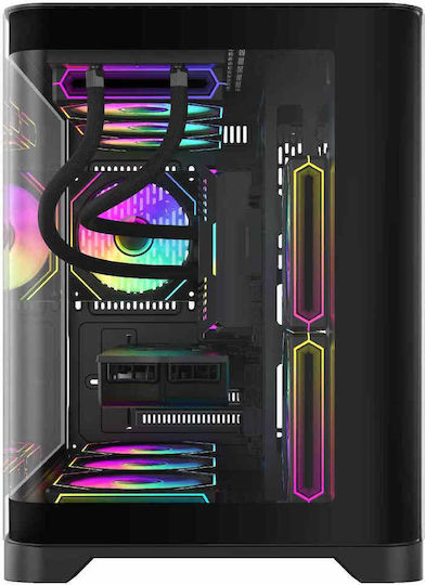 GameMax HYPE-M Gaming Mini Tower Κουτί Υπολογιστή με Πλαϊνό Παράθυρο και ARGB Φωτισμό Μαύρο