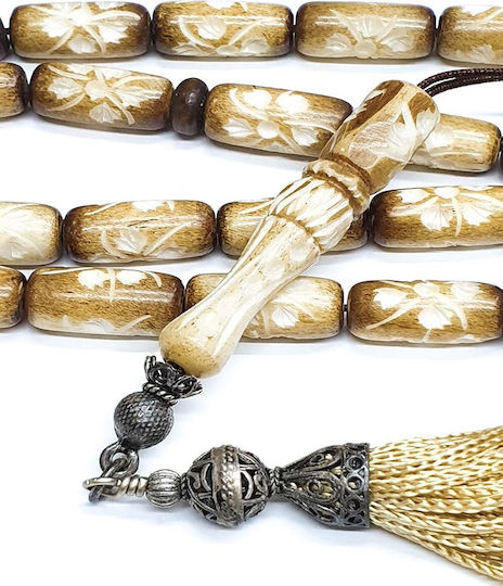 Roloi Komboloi Camel Bone Worry Beads with 33 Beads Multicolour 46cm