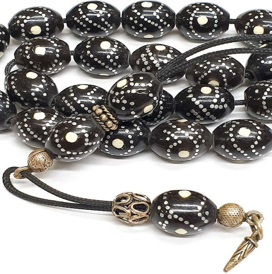 Roloi Komboloi Ebony Worry Beads with 21 Beads Black 34cm