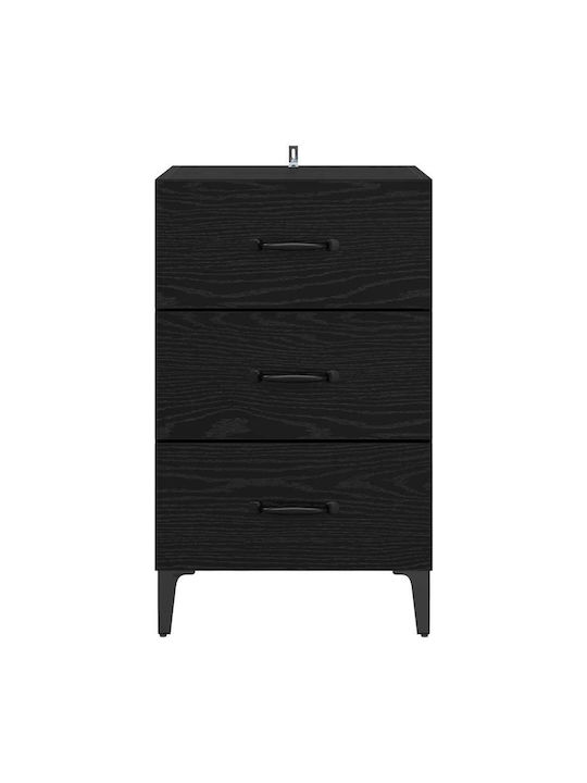 Wooden Bedside Table Black Oak 40x40x66cm