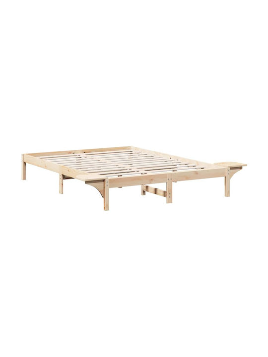 Pat Dublu Din Lemn Căprui Cu Plăci Potrivit Pentru Saltea 160x200cm