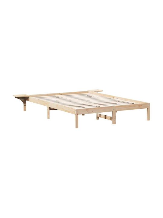 Pat Dublu Din Lemn Căprui Cu Plăci Potrivit Pentru Saltea 160x200cm