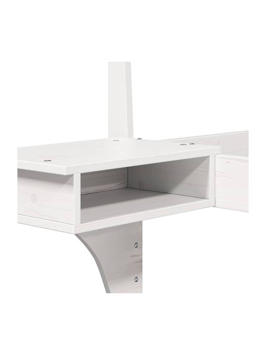 Pat Single Din Lemn Alb Cu Plăci Pentru Saltea 90x190cm