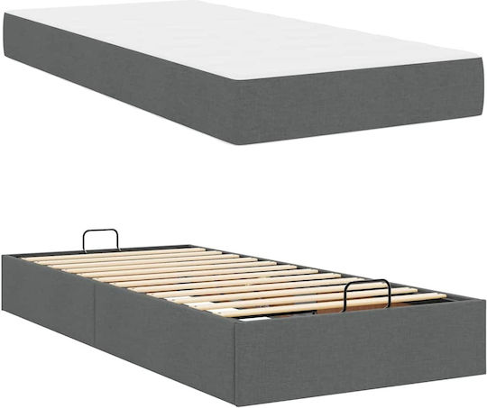 Betten Unterlage Einzel mit Stoff Dunkelgrau mit Matratze 90x200cm