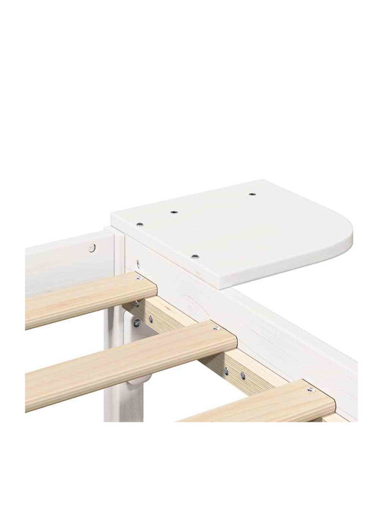 Pat Single Din Lemn Alb Cu Plăci Potrivit Pentru Saltea 80x200cm