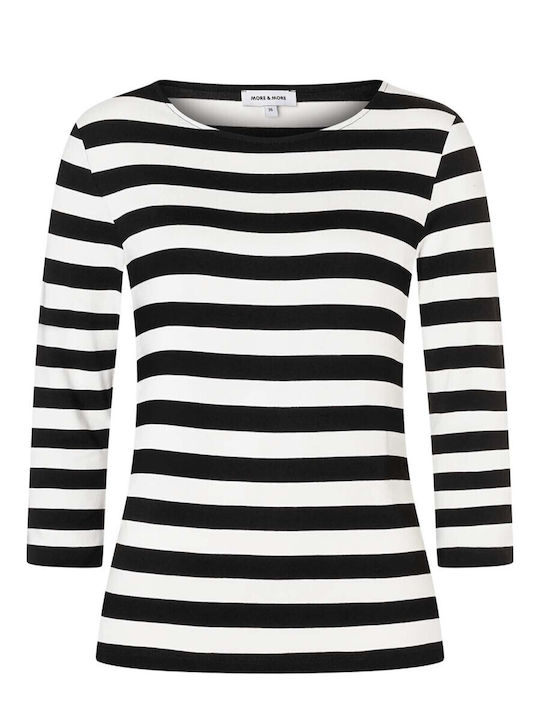 Women's Blouse with 3/4 Sleeve Striped White