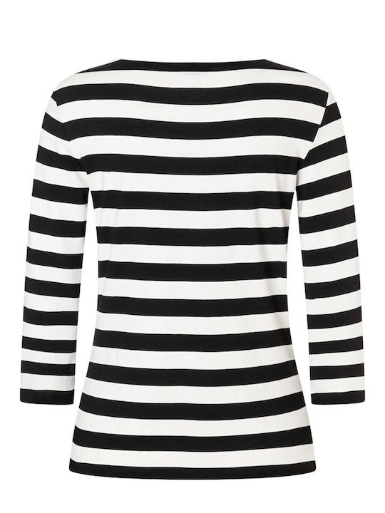 Women's Blouse with 3/4 Sleeve Striped White