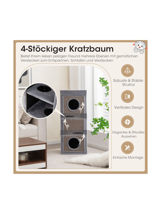 Costway Scratching Post Cat Trees Gray 4 levels 40x40x99cm