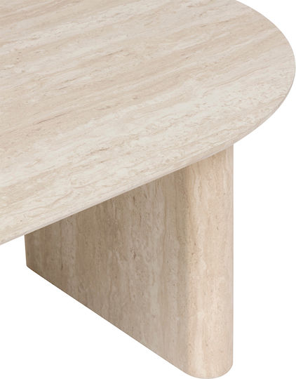 Oval Central Coffee Table A-s Anaya Wooden Beige W120xL60xH40cm