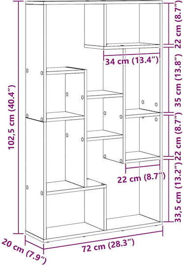 Библиотека Черен Дъб 72x20x120см