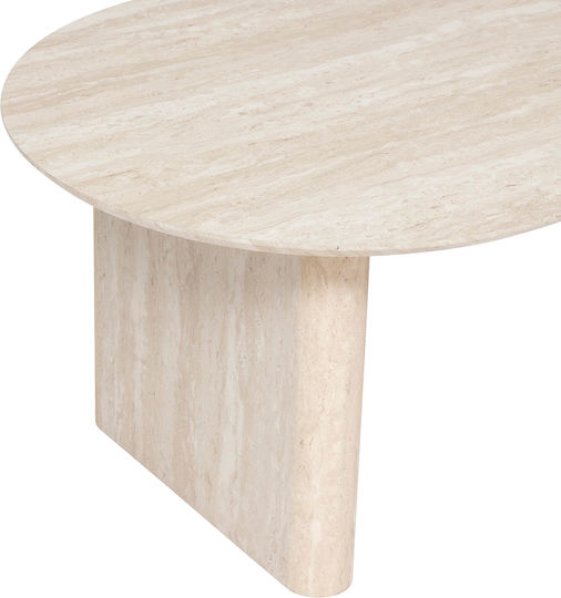 Oval Central Coffee Table A-s Anaya Wooden Beige W120xL60xH40cm