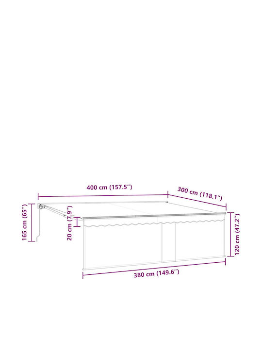 vidaXL Τέντα Βεράντας με Led Μπλε 4x3m