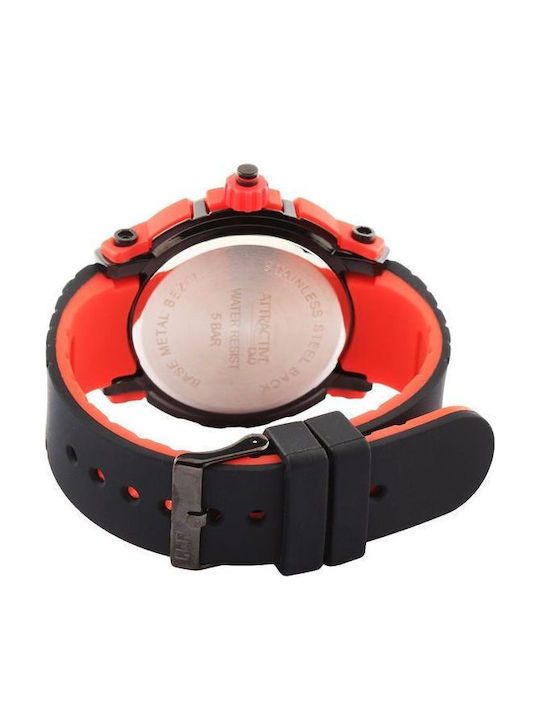 Q&Q Ανδρικό Ρολόι 47mm Μπαταρίας με Μαύρο Καουτσούκ Λουράκι