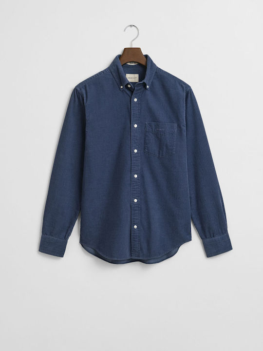 Langärmeliges Zeichenfolge Overshirt in Normale Passform Marineblau