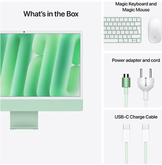 Apple IMac 24" 2024 (M4-8-Core/16GB/256GB SSD/8-Core GPU/macOS) Green International English