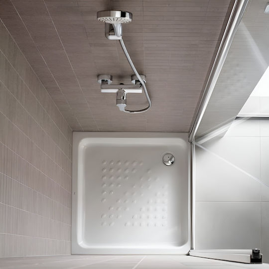 Roca Square Porcelain Shower White Italia 90x90x10cm