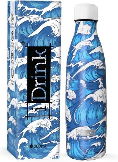 I-Total I Drink Μπουκάλι Θερμός Ανοξείδωτο BPA Free 500ml Japan Wave