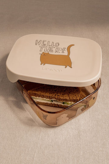Liewood Food Container Compartments Arthur Tritan Cats Dogs Sandy 900ml