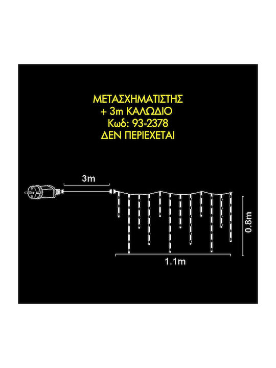 100 Lichterketten LED 1.1m. x 80cm Kaltes Weiß Typ Regen 1Stück (Transformator nicht enthalten)