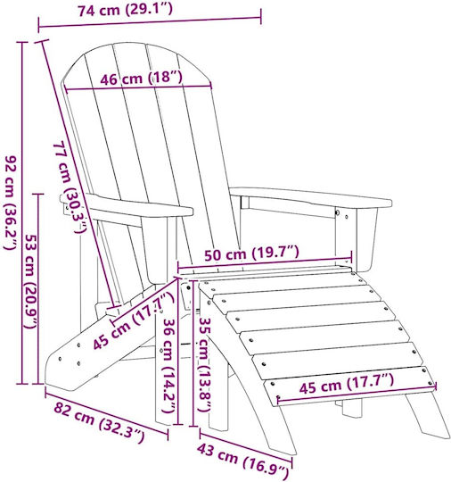 vidaXL Καρέκλα Παραλίας Μαύρη 83x75x92εκ.