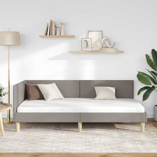 Single Upholstered Bed with Fabric Taupe with Slats for Mattress 90x190cm