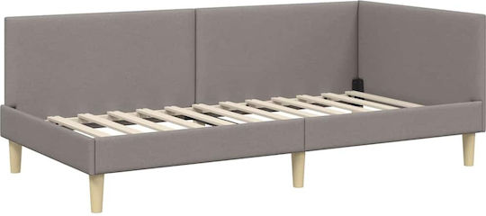 Single Upholstered Bed with Fabric Taupe with Slats for Mattress 90x190cm