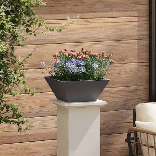 Vidaxl Μεταλλική Γλάστρα Μαύρη Μέταλλο 35 X 35 X 15 Cm Ανθεκτική Μαύρο