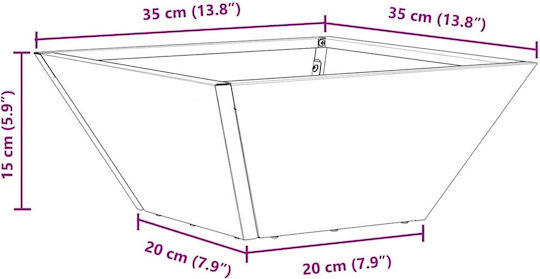 Vidaxl Μεταλλική Γλάστρα Μαύρη Μέταλλο 35 X 35 X 15 Cm Ανθεκτική Μαύρο
